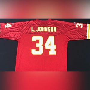 Rare Vintage NFL Reebok Larry Johnson Kansas City Chiefs #34 Red Rookie Jersey